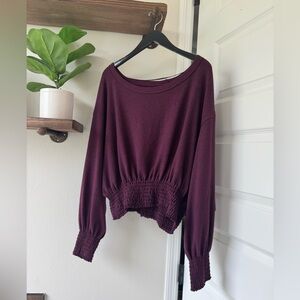 We The Free Burgundy Crew Neck Sweater